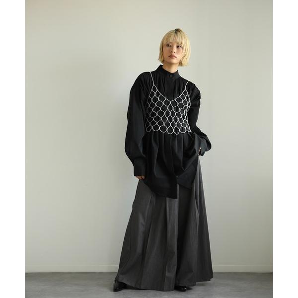 ブラウス シャツ 「moyo」ビッグシルエット　プリーツシャツ レディース