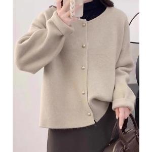 カーディガン クルーネックニットカーディガン レ...の商品画像