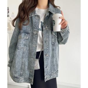 デニムジャケット gジャン 綿100％華奢見え叶う大人のヴィンテージ。ビッグシルエットデニムジャケット（オーバーサイズ） レディース｜ZOZOTOWN Yahoo!店