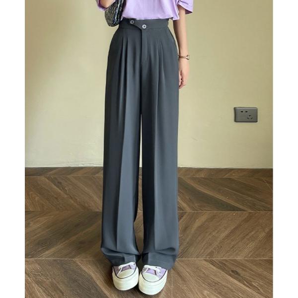 スラックス パンツ ハイウエスト ダブルタック ツイル パンツ レディース