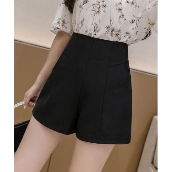 スラックス パンツ ハイウエスト シンプル ショート パンツ レディース