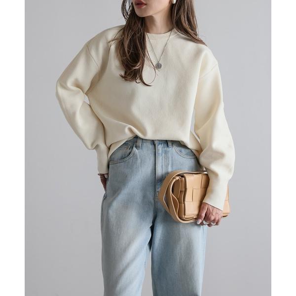 ニット セーター バレルスリーブサイドリブニットプルオーバー レディース