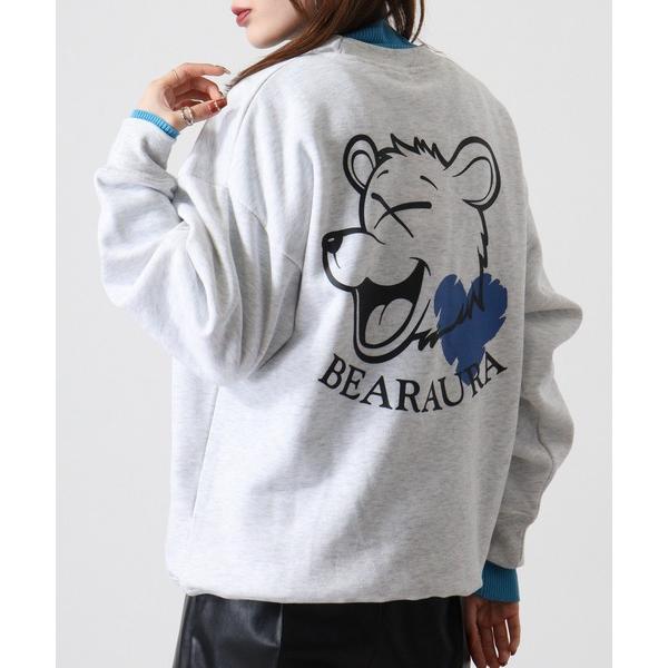 トレーナー スウェット BEAR刺繍 ビッグサイズスウェットクルー裏起毛 メンズ レディース