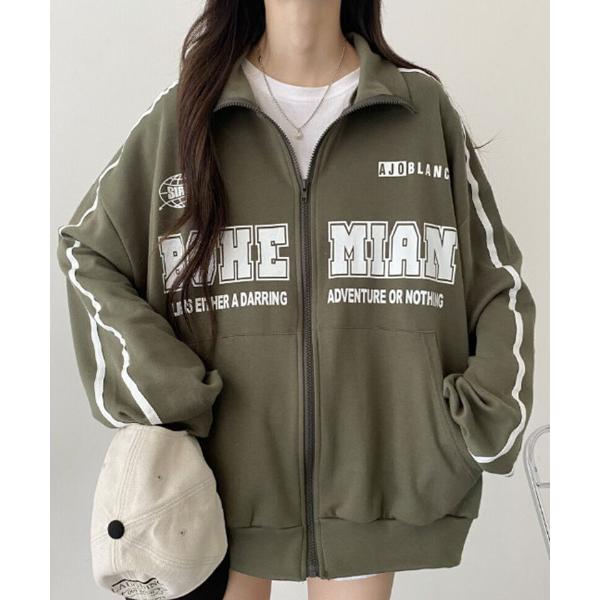 トレーナー スウェット グラフィックプリント オーバーサイズ ジップパーカー レディース