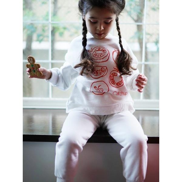 tシャツ 「Catchup」手書き風トマトデザイン 裏起毛スウェット キッズ 子供服 男の子 女の子