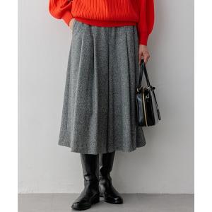 パンツ シルクネップヘリンボーン ガウチョ パンツ レディース