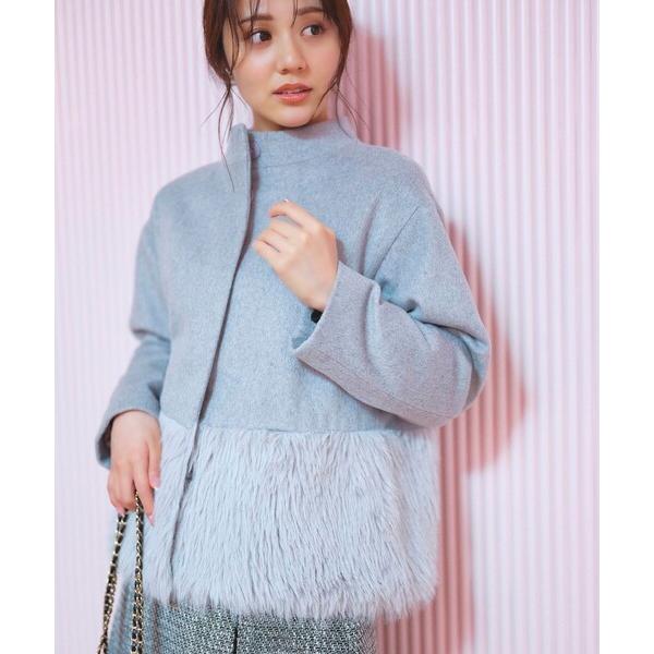 ブルゾン アウター ウール混 ショートコート レディース