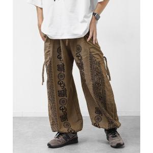 カーゴパンツ エスニック柄 バルーンサルエルカーゴパンツ レディース メンズ