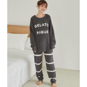 パジャマ ルームウェア パウダーロゴジャガードプルオーバー＆ロングパンツセット レディース