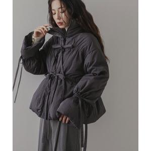 ダウンコート ダウンジャケット メニーリボンフェイクダウンコート レディース