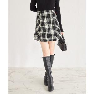 スカート 「ZOZO限定」インナーパンツ付きサイドバイヤスAラインチェックミニスカート