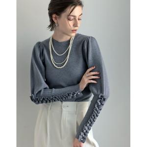 ニット セーター 「2024-25 WINTER COLLECTION」「MEISM by Re:EDIT」ビジュー×フリルスリーブニットトップス レ