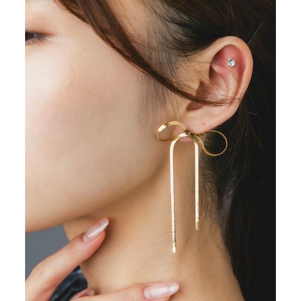 ピアス Os　-オズ-　「金属アレルギー対応」リボンスネークチェーンピアス レディース