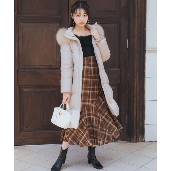 ダウンコート ダウンジャケット FOXファー付きロングダウン レディース