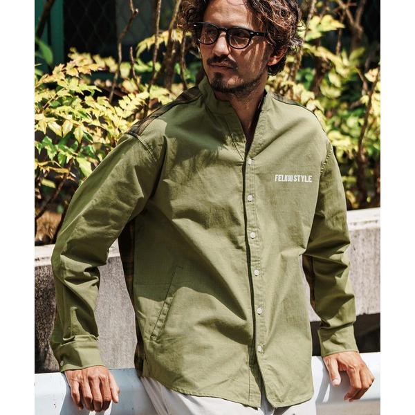 シャツ ms5833-Flannel Check × Ripstop Combination Shi...