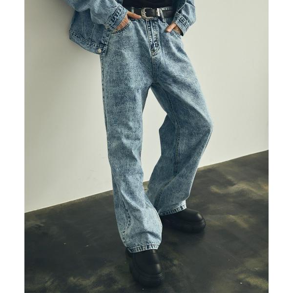 ジーンズ ケミカルウォッシュワイドデニムパンツ セットアップ対応 メンズ レディース