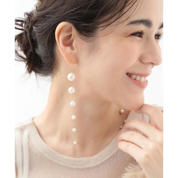 ピアス 金属アレルギー対応「ecru」　ロングパールピアス レディース
