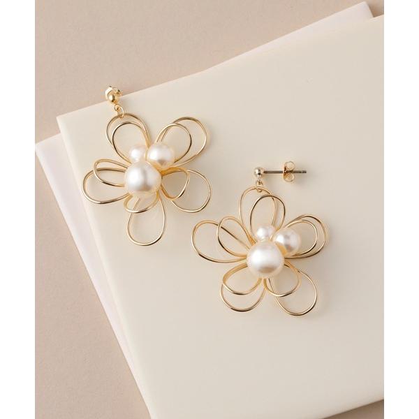 ピアス 「ecru」　メタルフラワーモチーフピアス レディース