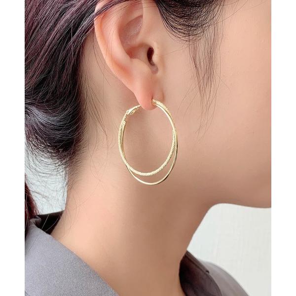 つけっぱなし ピアス 大ぶりグリッターフープピアス  (両耳用) レディース