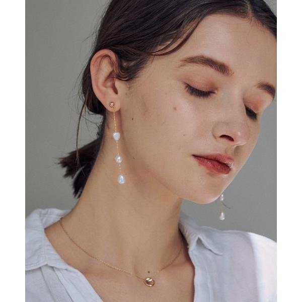 ピアス ロング3粒 淡水パールピアス  (両耳用) レディース