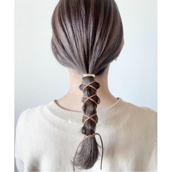 ヘアゴム グルグルヘアフックスエードリボン
