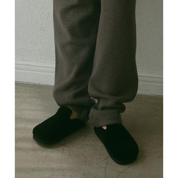 スリッポン スウェードレザークロッグシューズ レディース