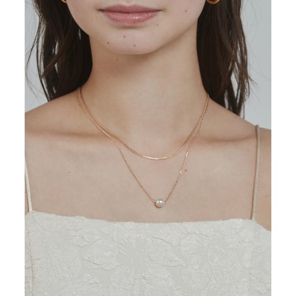 ネックレス シンプルナローネックレス ＆ パールネックレス2個セット レディース