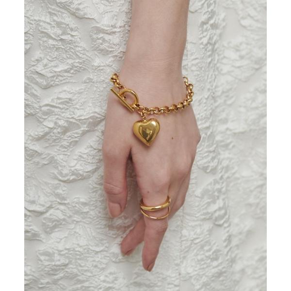 ブレスレット 「 金属アレルギー対応 」 ハートペンダント ブレスレット サージカルステンレス レデ...