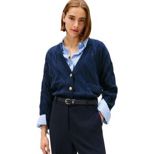 カーディガン ソフトウールケーブルカーディガン レディース