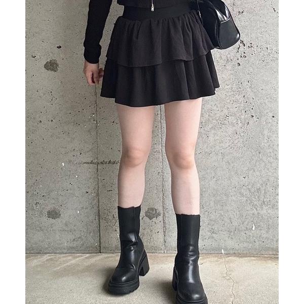 スカート フリルティアードミニスカート