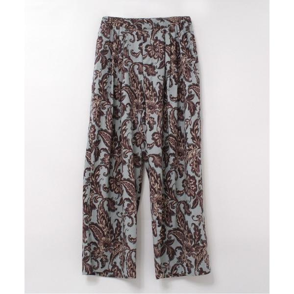 パンツ R4278 植物柄プリントタックパンツ レディース