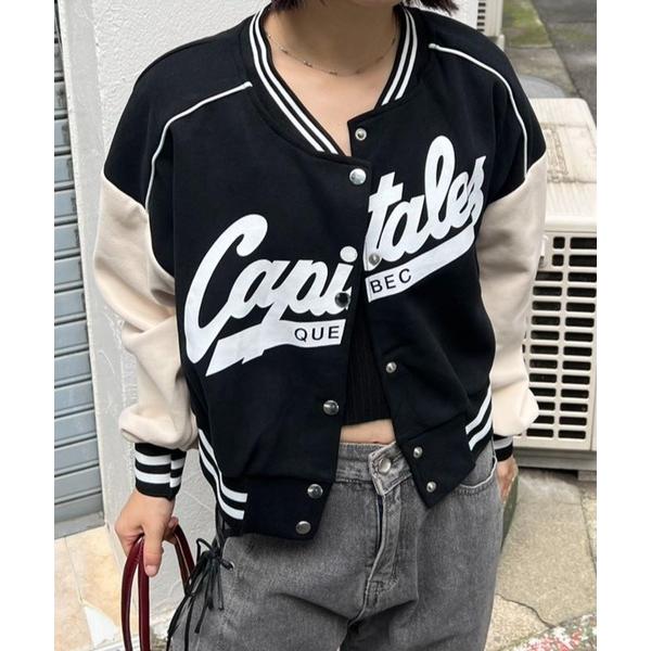 スタジャン バイカラーレタリングスタジャン レディース