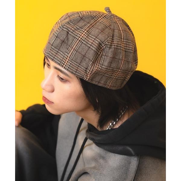帽子 ベレー帽 メンズ an meets zakka グレンチェックツイードベレー帽 メンズ レディ...