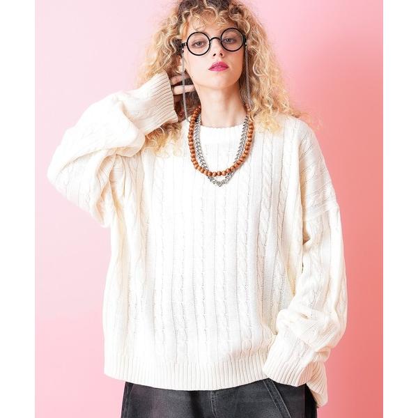 セーター ニット a.p.o.v. ケーブル編みニットオーバーサイズセーター メンズ レディース