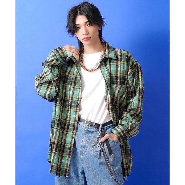 シャツ a.p.o.v. チェック柄オーバーサイズ肉厚ネルシャツジャケット メンズ レディース