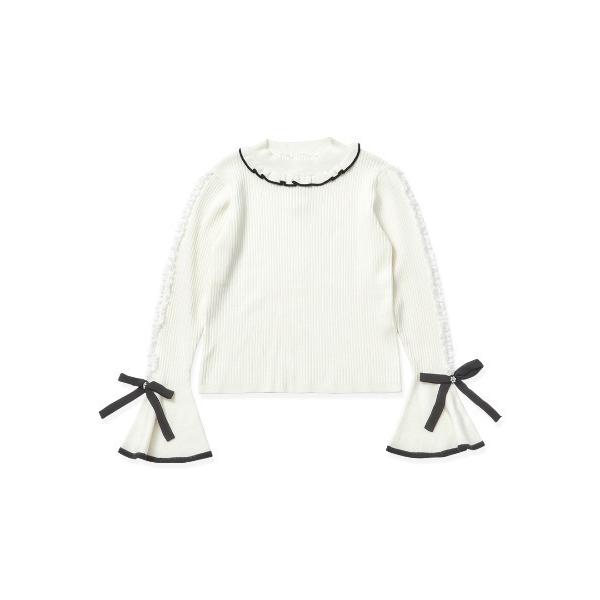 ニット セーター Flare sleeve bicolor ribbon ニット レディース