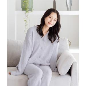 パジャマ ルームウェア モールニットカーディガン上下セット レディース メンズ