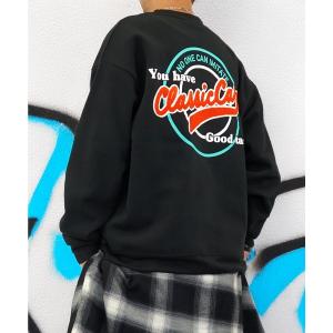 トレーナー スウェット 「GROOVY STORE」サガラ刺繍　オーバーサイズスウェットクルー裏起毛 メンズ レディース