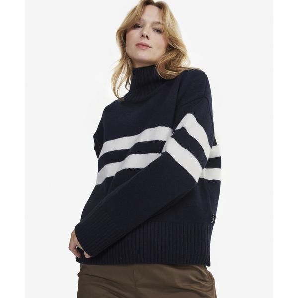 ニット セーター ウールクルーネックボーダーニットセーター / タートルネック レディース