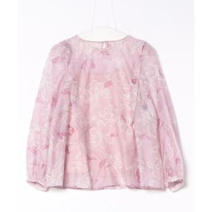 ブラウス シャツ ドローイングフラワープリントブラウス レディース