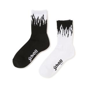 靴下 直営限定/Schott/ショット/HIGT-SOCKS FLAME/フレイム ハイソックス メンズ レディース｜ZOZOTOWN Yahoo!店