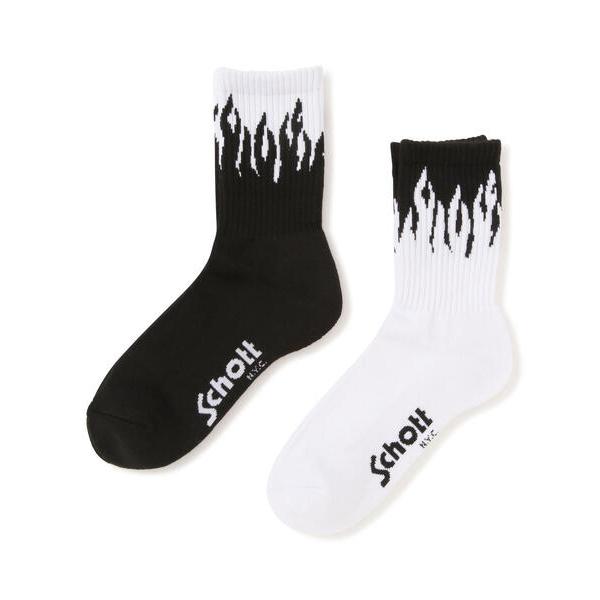 靴下 直営限定/Schott/ショット/HIGT-SOCKS FLAME/フレイム ハイソックス メ...
