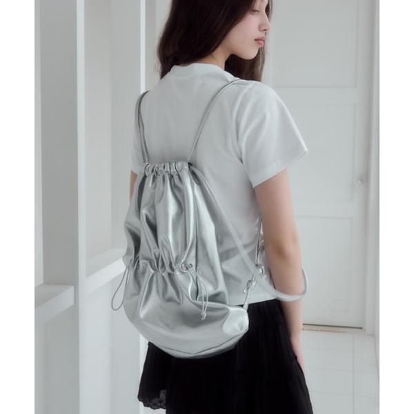 デイバック リュック フェイクレザーナップサック / faux leather knapsack レ...