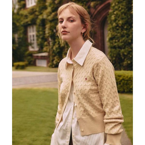 カーディガン 「新色追加」「POLO BCS」VIS別注ミニケーブルコンパクトニットカーディガン レ...