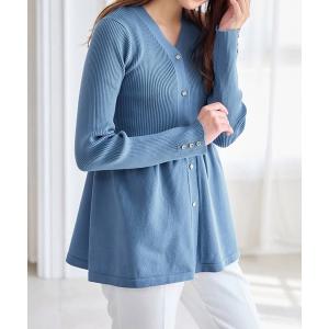 カーディガン v neck peplum cardigan /Vネック フレア ペプラム リブ