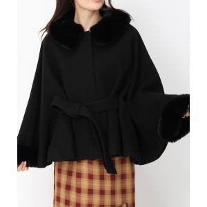 【新品】ミッシュマッシュ　ポンチョコート　チャコールグレー　ウールコート ミッシュマッシュ MISCH MASCH 【2024春夏新作】サイドプリーツ