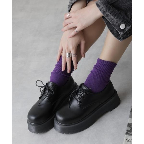 ローファー 厚底 ボリュームソール レースアップ マニッシュシューズ レディース