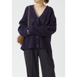 ニット セーター レース畦カーディガン レディース