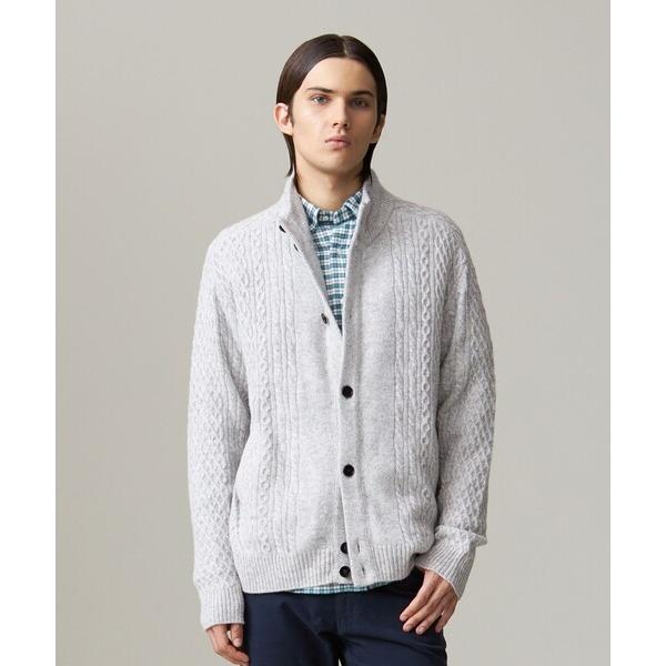 カーディガン 「Cash Lamb’s Wool」ハイネックケーブルカーディガンニット メンズ