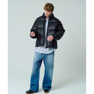 ダウンジャケット ダウン 「ADAMPATEK/アダムパテック」leather looose down jacket / ラムレザールーズダウンジャケ